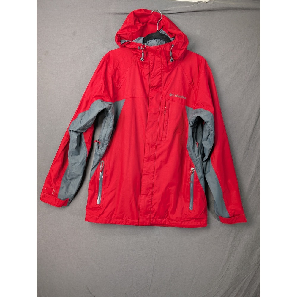 Columbia Omni-Heat Interchange Ski Jacket Red Grey Mens Small Shell